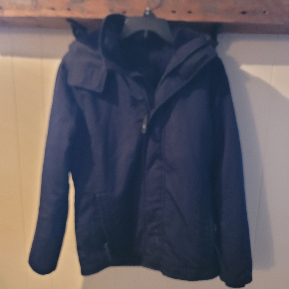 Hollister men's black hooded faux fur lined coat size small